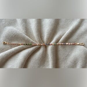 Rose Gold Tone Rainbow Gemstone Bracelet
